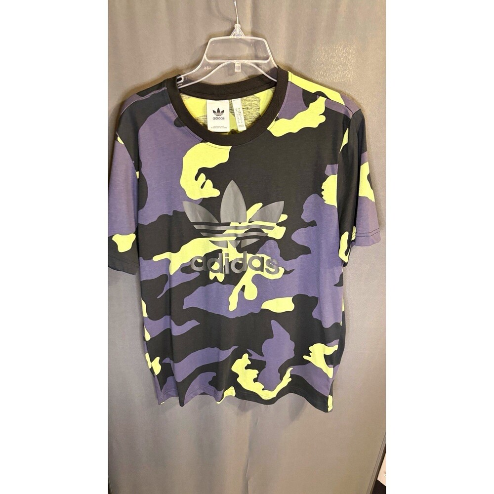 adidas Men’s Camo Logo Crew Neck Short Sleeve T-Shirt Multicolor Size M